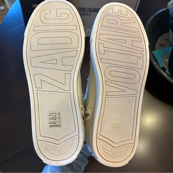 NIB Zadig & Voltaire High Flash Canvas High Tops Size 40 US 9 Flash Cream - Picture 10 of 13